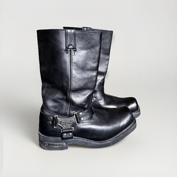 Harley Davidson Mega Harness Leather Motorcycle Riding Biker Boots Mens 13 Black - Picture 1 of 9